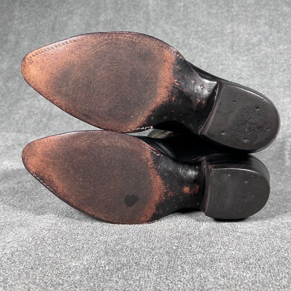 Vintage Justin Cowboy Western Boots Mens 7.5 EE Black Leather Pointed USA 1269 - Picture 15 of 16